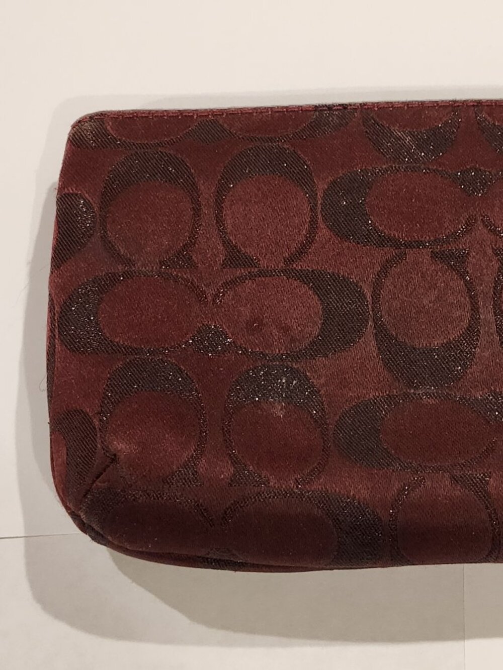 Vintage Coach Burgundy Signature Jacquard Wristlet - Picture 7 of 10